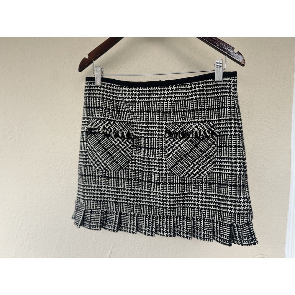 Nanette Lepore Women’s Tweed Plaid Wool Blend Mini Skirt Size 4 Academia Prep